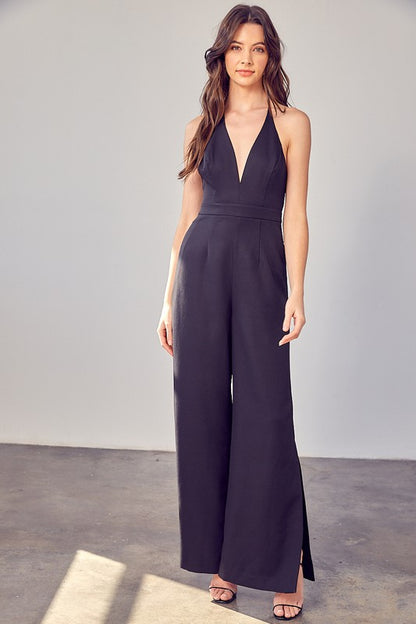 Open Back Wide Leg Jumpsuit