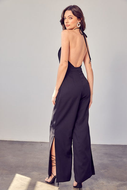 Open Back Wide Leg Jumpsuit