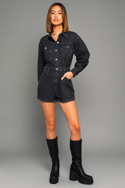 Lola Long Sleeve Denim Romper