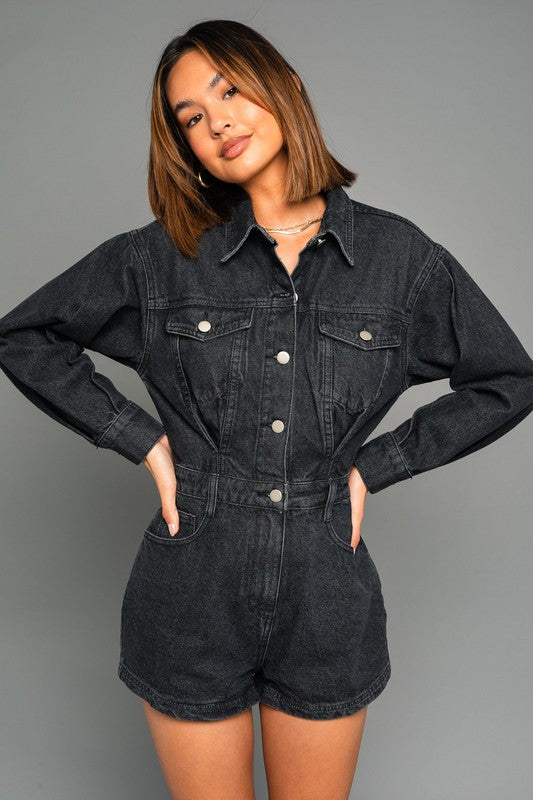 Lola Long Sleeve Denim Romper