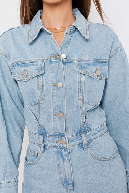 Lola Long Sleeve Denim Romper