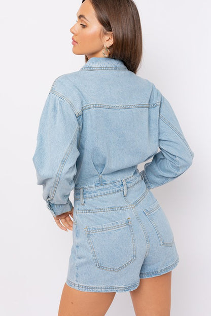 Lola Long Sleeve Denim Romper