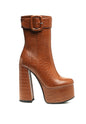 Chunky Croc Block Heel Ankle Boots