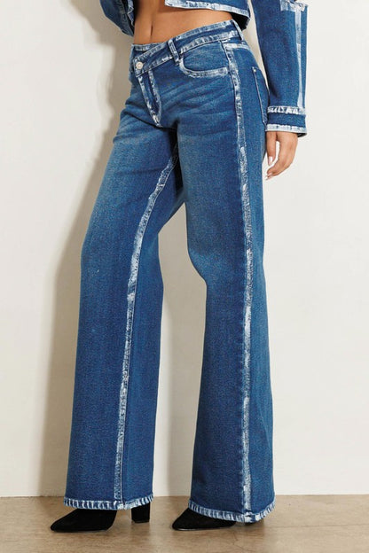 Carmen Crossed Low Rise Wide Jeans