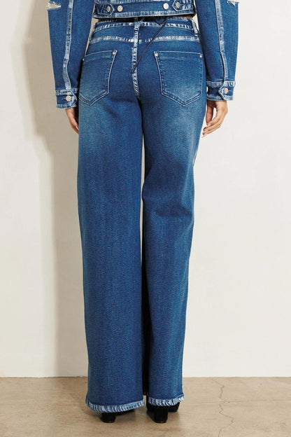 Carmen Crossed Low Rise Wide Jeans