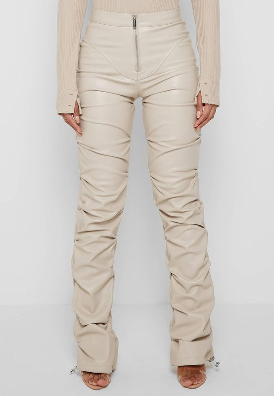 Ronni Ruched Faux Leather Pants