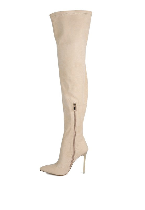 Shazz Stretch Faux Suede Stiletto Boots