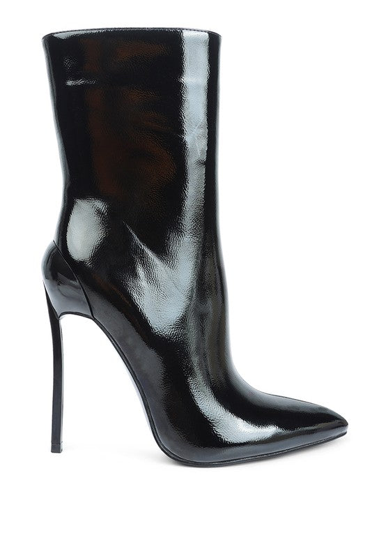 Panda Patent High Heeled Ankle Bootie