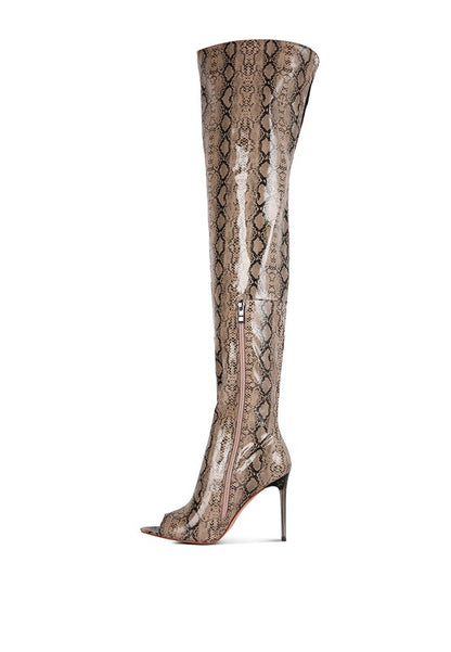 Shyna Snake Print Stiletto Boots