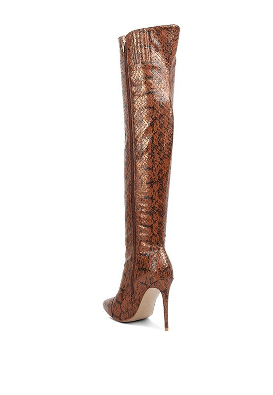 Catina Snake Print Knee Boots