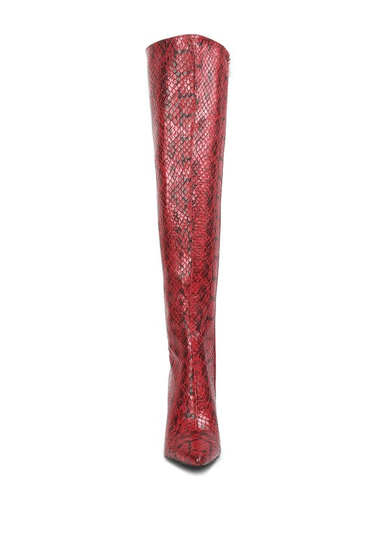 Catina Snake Print Knee Boots