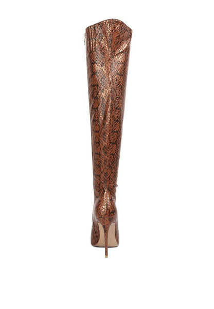 Catina Snake Print Knee Boots