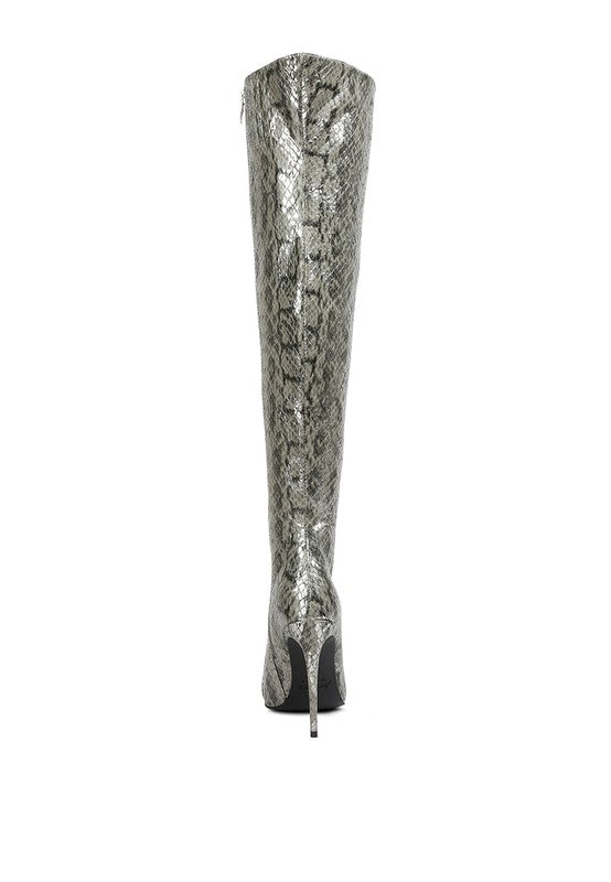 Catina Snake Print Knee Boots