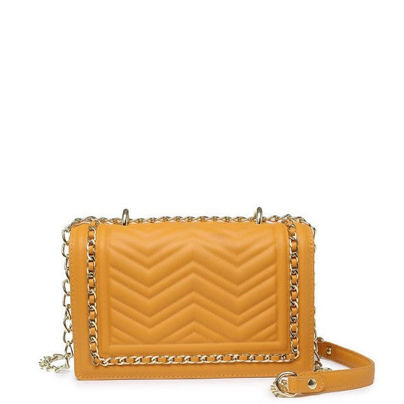 Chevron Chain Crossbody Bag