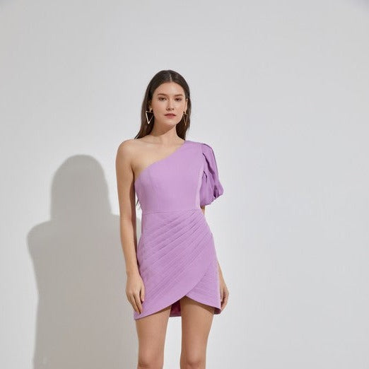 One Shoulder Tulip Hem Mini Dress