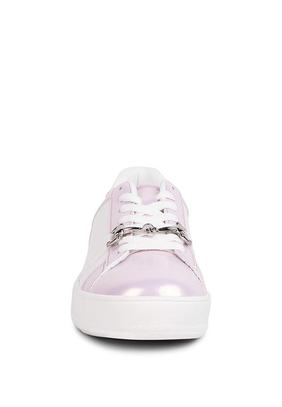 Cyndi Contrasting Metallic Faux Leather Sneakers
