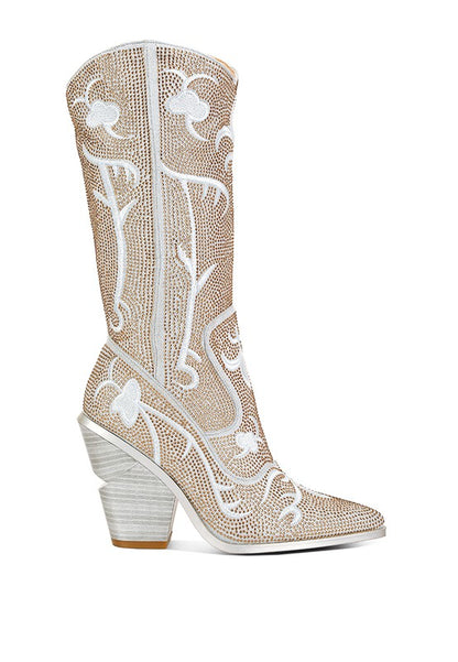 Glimmer Rhinestone Embellished Shimmer Boots