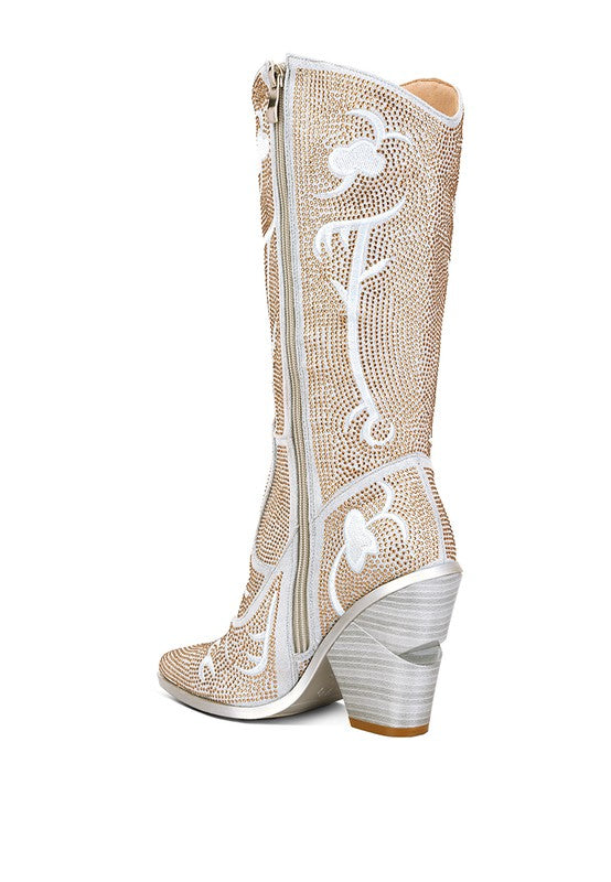 Glimmer Rhinestone Embellished Shimmer Boots