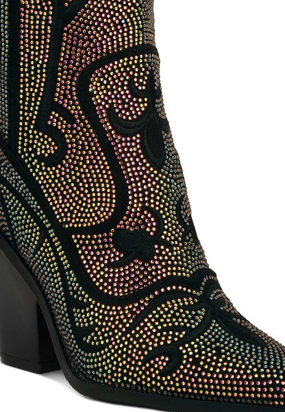 Glimmer Rhinestone Embellished Shimmer Boots