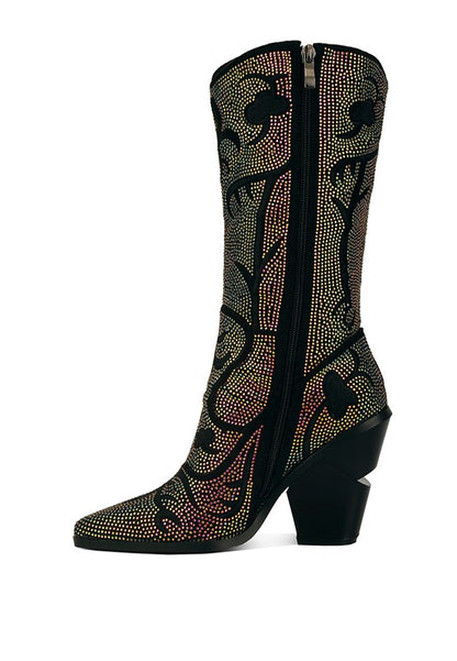 Glimmer Rhinestone Embellished Shimmer Boots