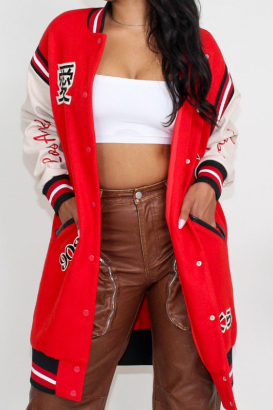 Lechia Long Fit Letterman Jacket