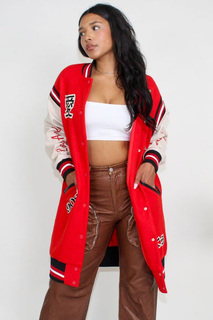 Lechia Long Fit Letterman Jacket