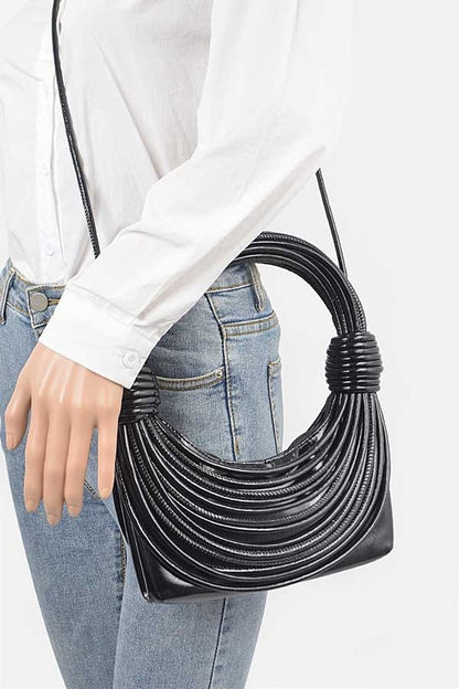 Metallic Layer Roping Top Handle Bag