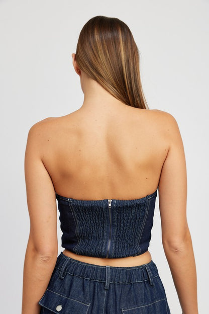 Rose Denim Corset Top