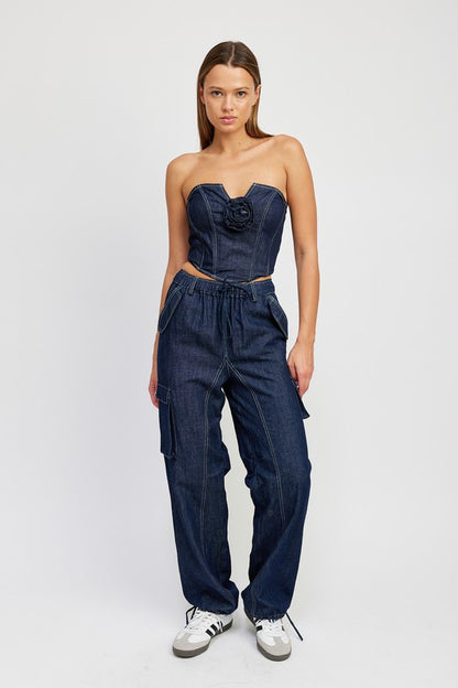 Rose Denim Corset Top