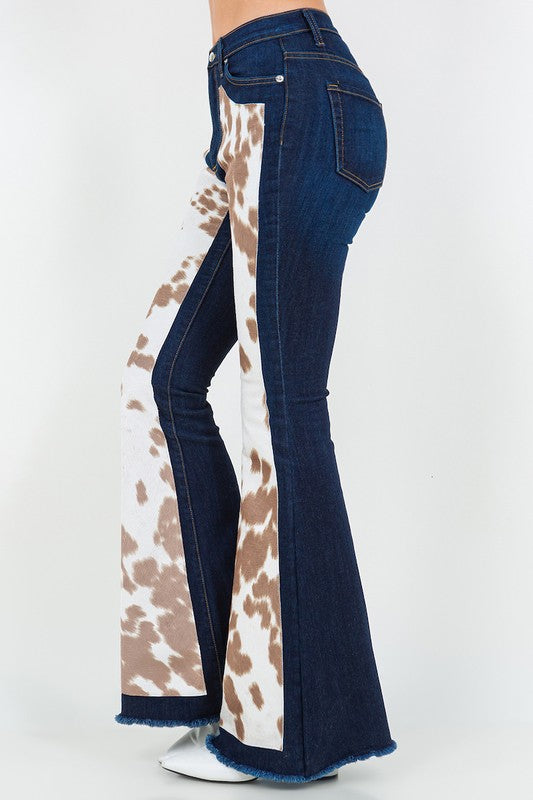 Chloe Cowhide Bell Bottom Jeans