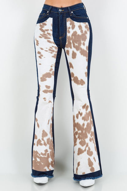 Chloe Cowhide Bell Bottom Jeans