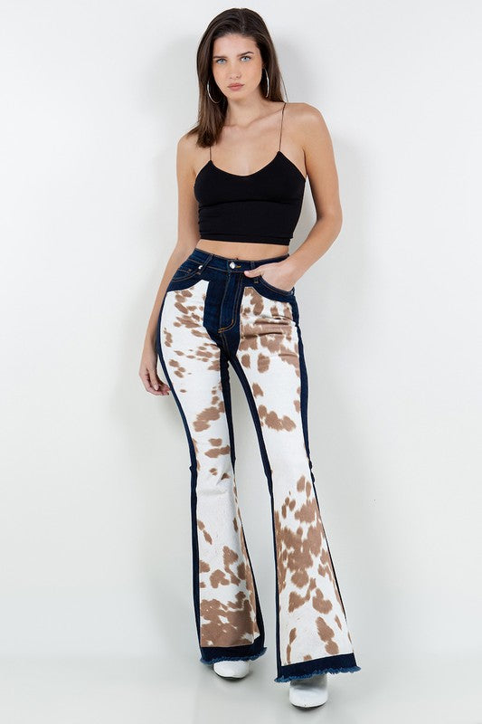 Chloe Cowhide Bell Bottom Jeans