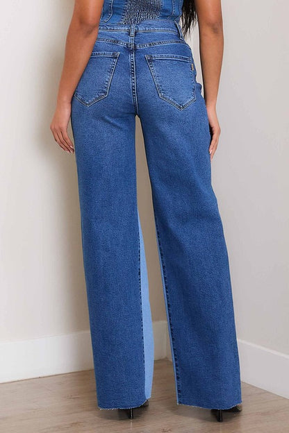 Haven High-Rise Color Block Wide Jeans