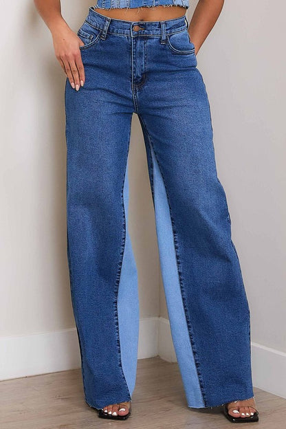 Haven High-Rise Color Block Wide Jeans