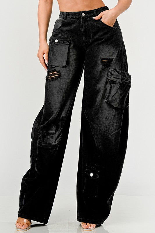 Blackout Washed Cargo Pants