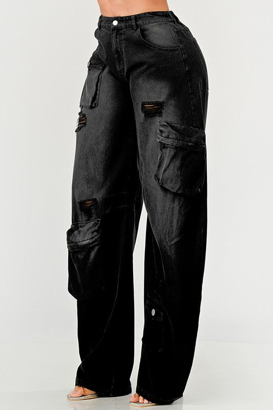 Blackout Washed Cargo Pants