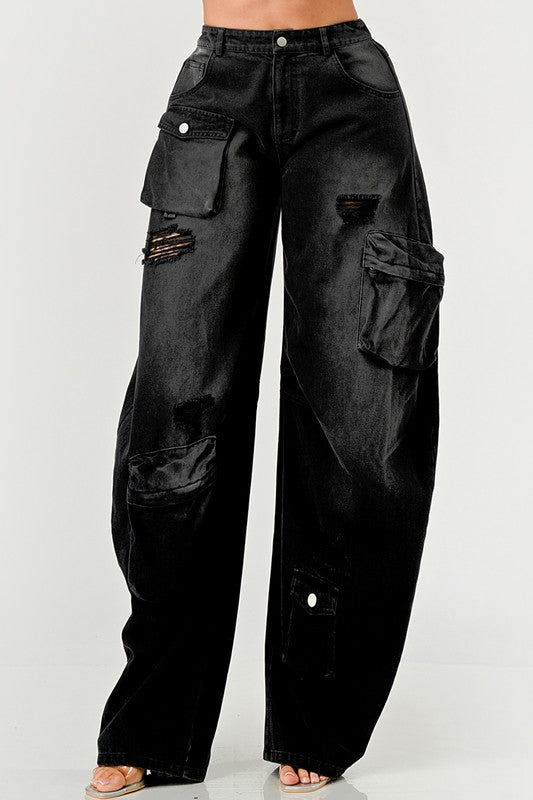 Blackout Washed Cargo Pants