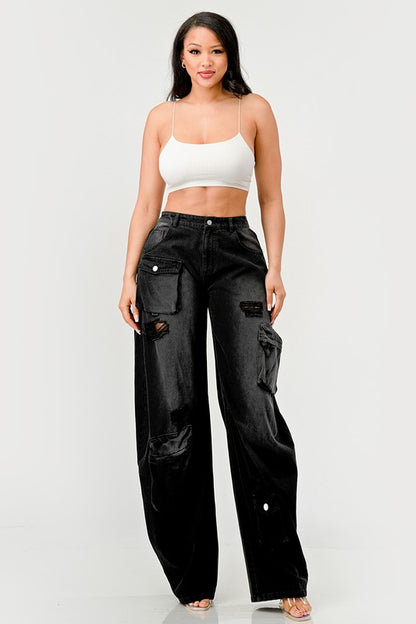 Blackout Washed Cargo Pants