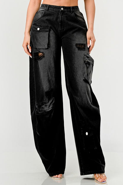 Blackout Washed Cargo Pants