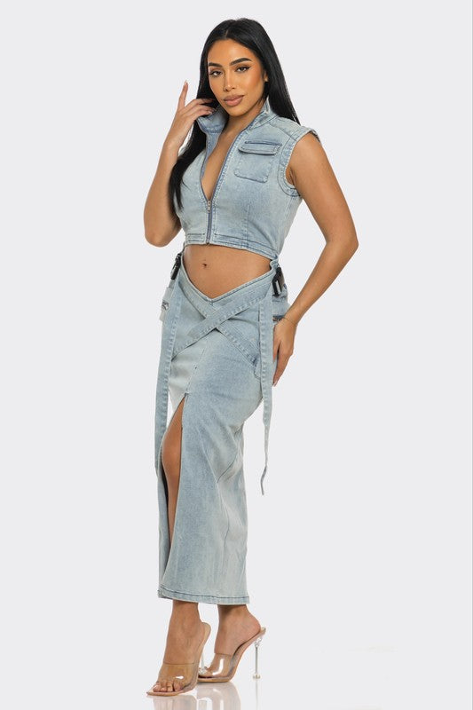 Demi Denim Skirt Set