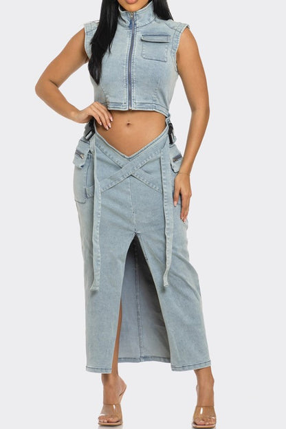 Demi Denim Skirt Set