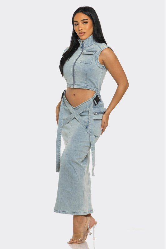 Demi Denim Skirt Set