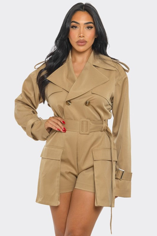 Dajah Double-Breasted Utility Romper