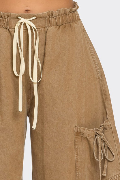 Babe Baggy Drawstring Denim Cargo Pants