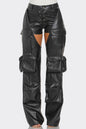 Cindi Cut Out Leather Cargo Pants