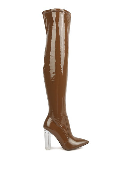 Tammi Thigh High Patent Leather Boots