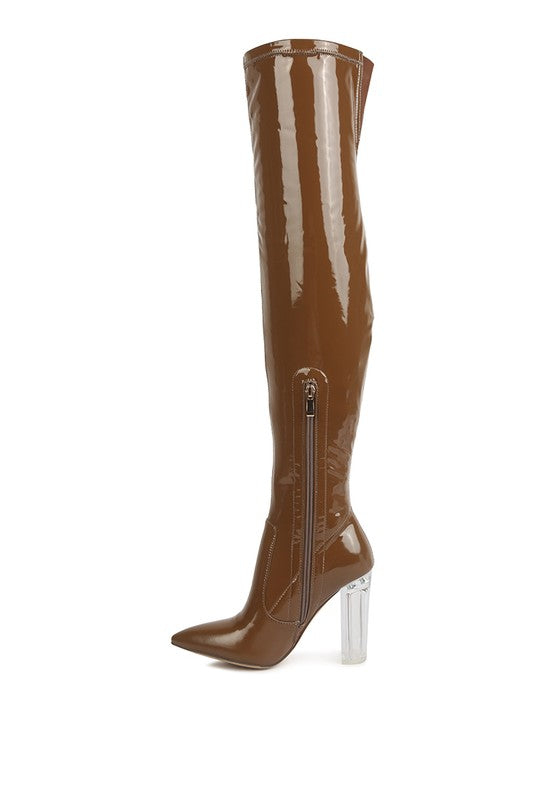 Tammi Thigh High Patent Leather Boots