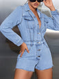 Brielle Buttoned Long Sleeve Denim Romper