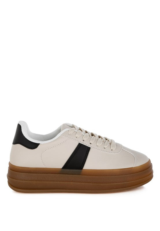 Faye Faux Leather Lace-Up Sneakers