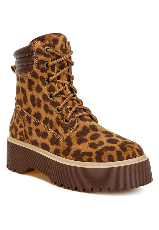 Ayce Ankle Leopard Print Suede Boots